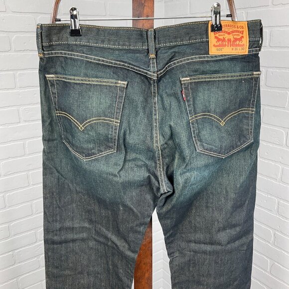 Levis‎ 505 Men Jeans 36Wx30L Dark Blue Straight Leg Denim Cotton PC9-00505-0550 - Picture 3 of 14